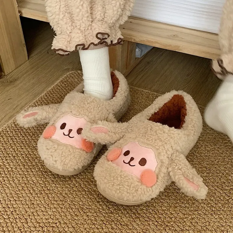 Animal Faces Fluffy Slippers