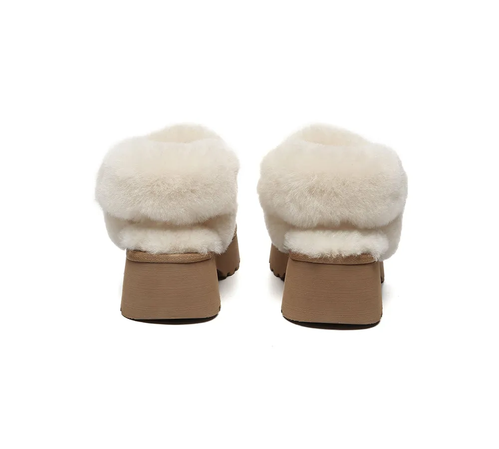 AUSTRALIAN SHEPHERD® 3-Way Style UGG Slippers Women Removable Wool Strap Slingback Chunky Platform Muna