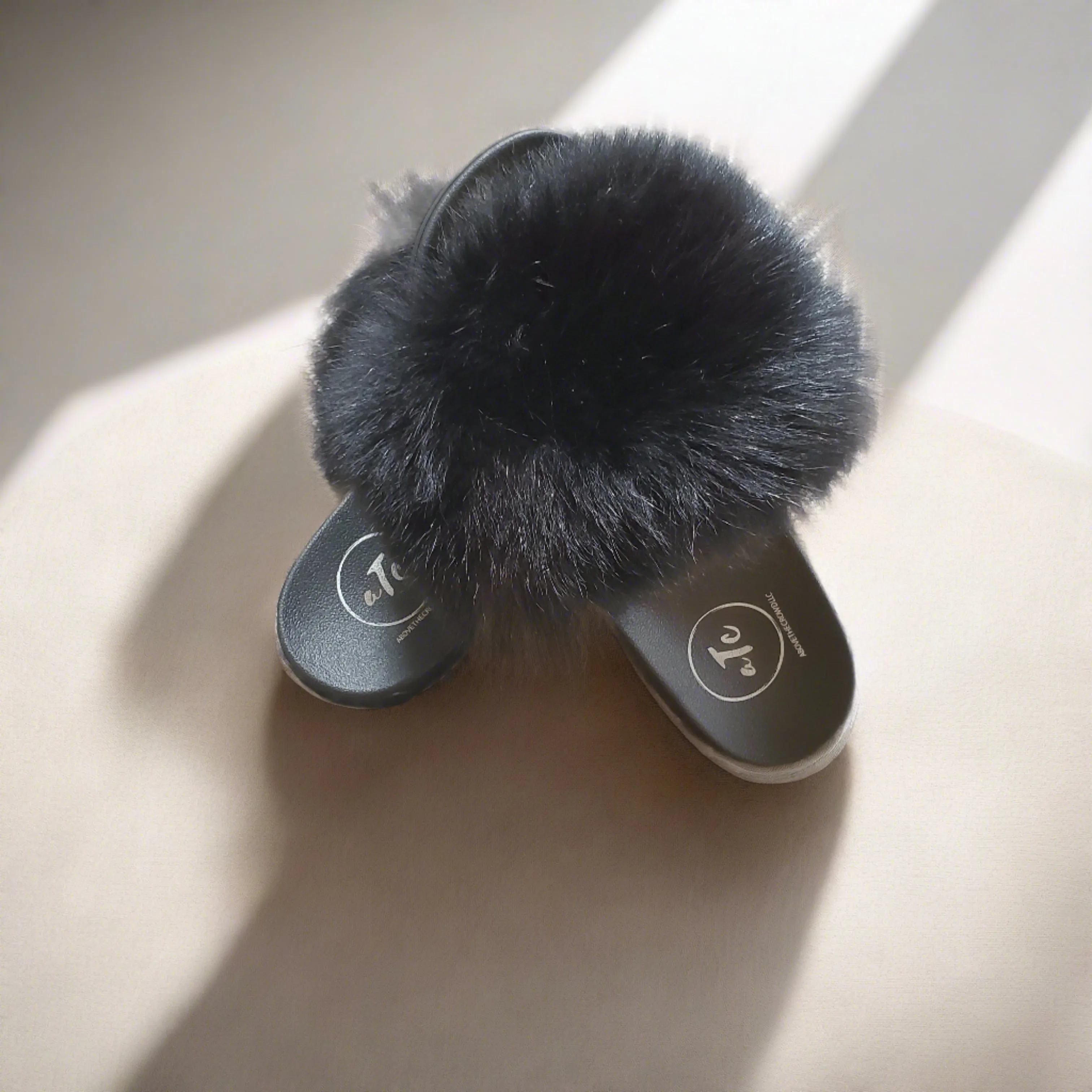 Black Premium Fluffy Slippers