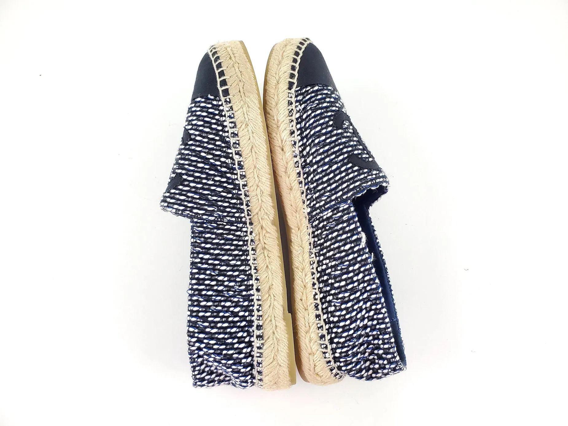 CHANEL 19C Black White Tweed Espadrilles Flats 41