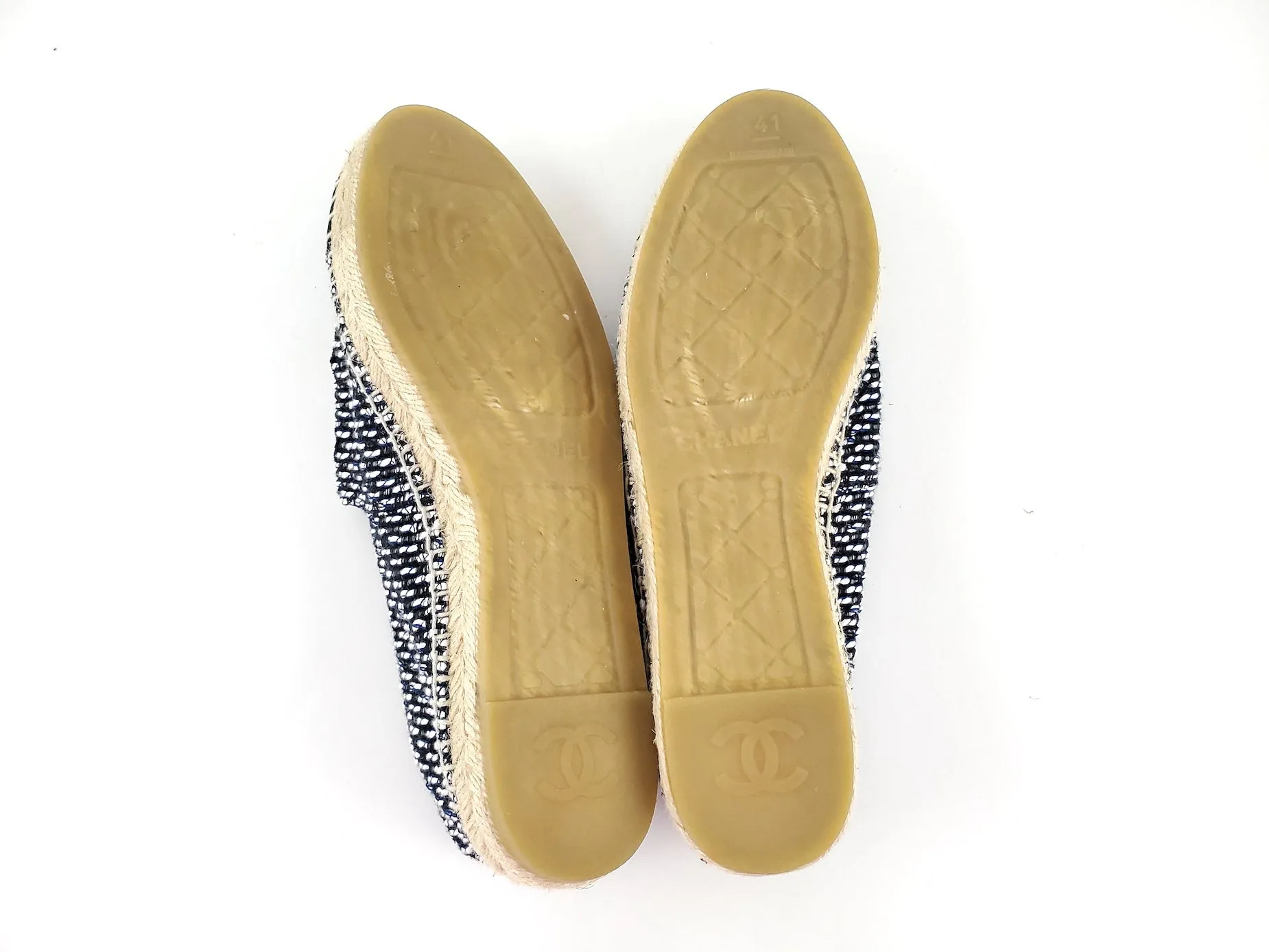 CHANEL 19C Black White Tweed Espadrilles Flats 41