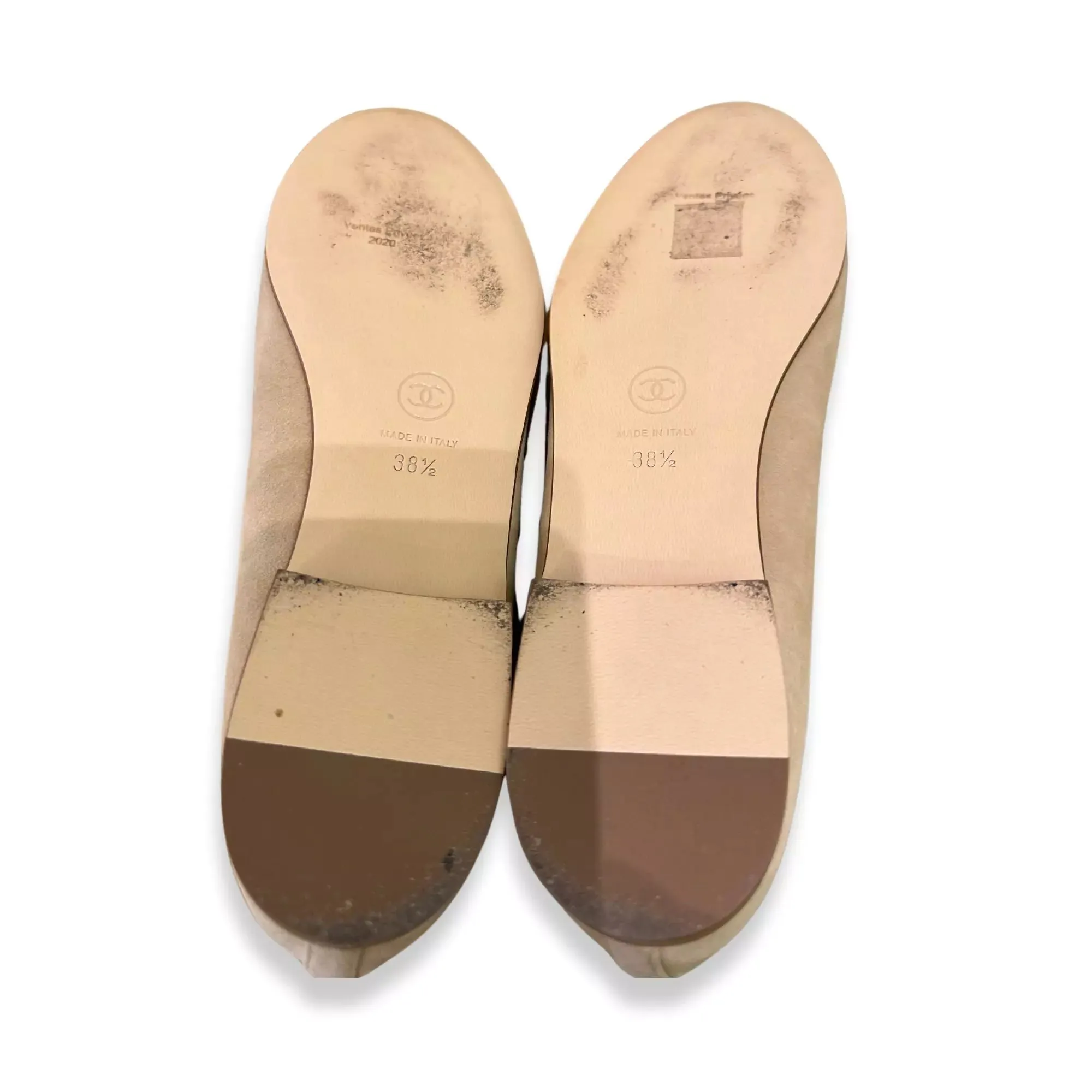 CHANEL BEIGE SUEDE LEATHER BALLET FLATS