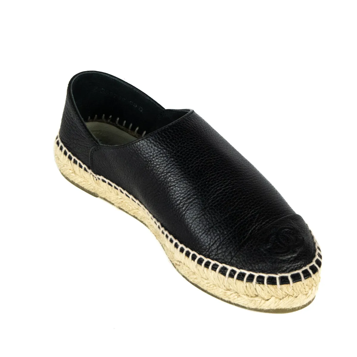 Chanel Black Leather Cap Toe Espadrilles Size US 6 | EU 36