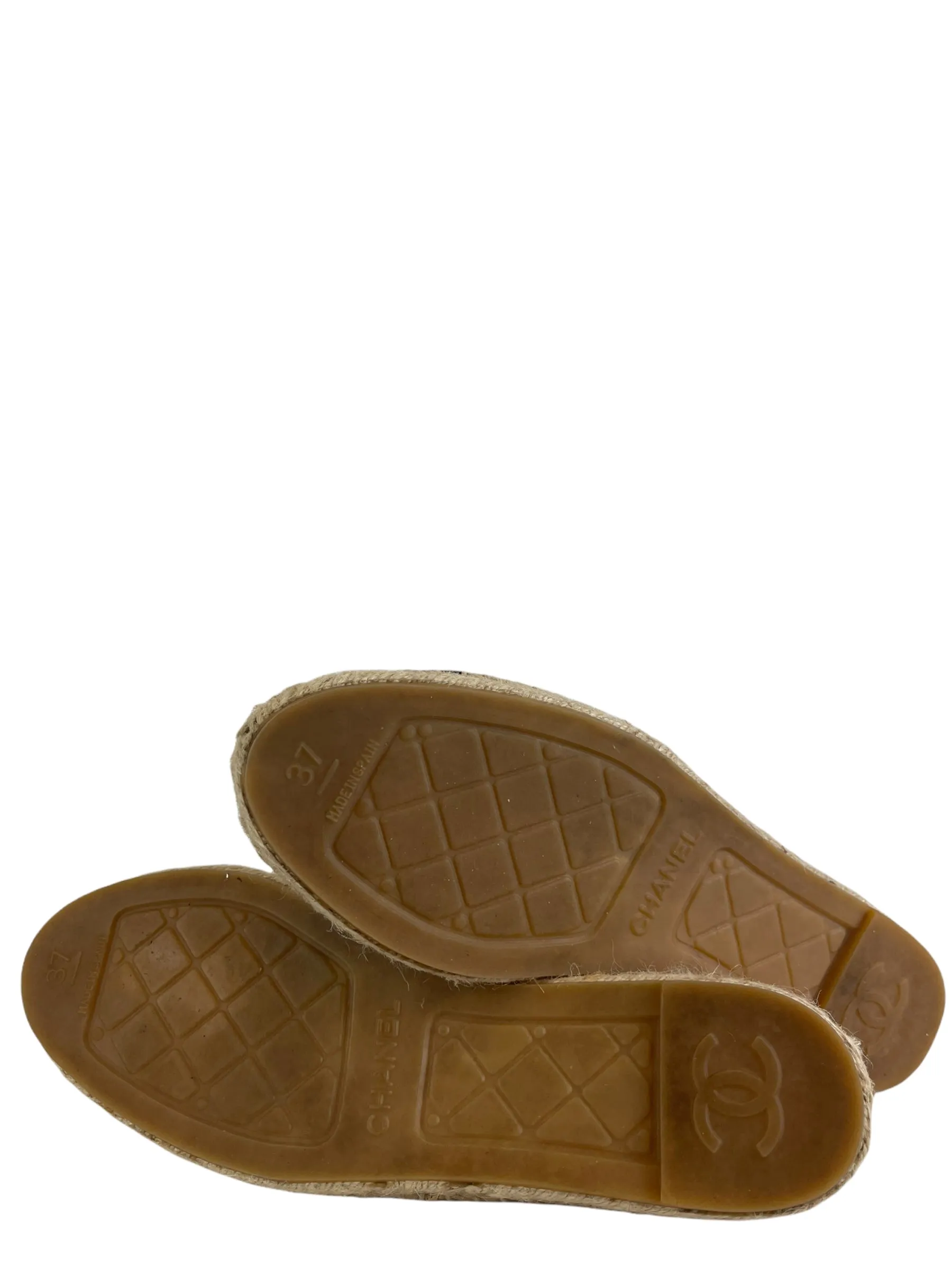 Chanel Cream & Black Lambskin ‘CC’ Espadrilles - UK 4