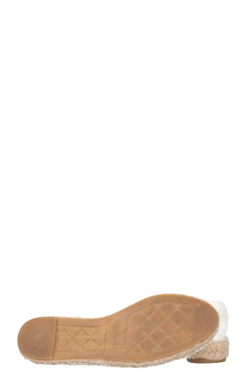 CHANEL Espadrilles Sequin Patent White