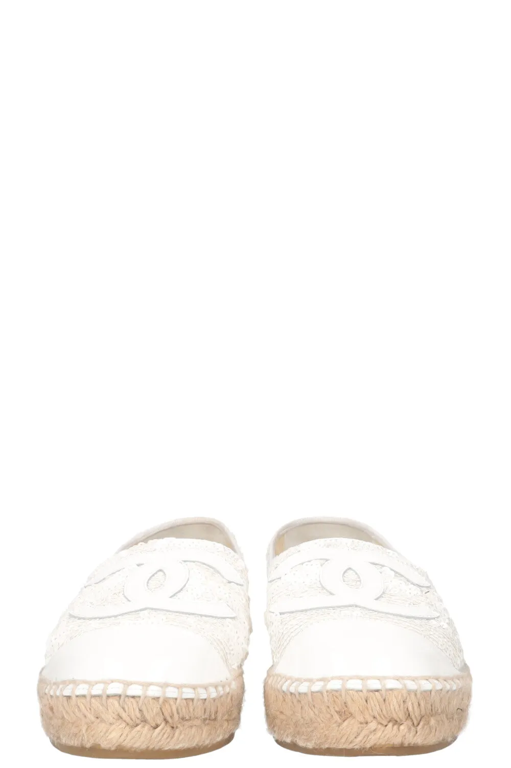 CHANEL Espadrilles Sequin Patent White