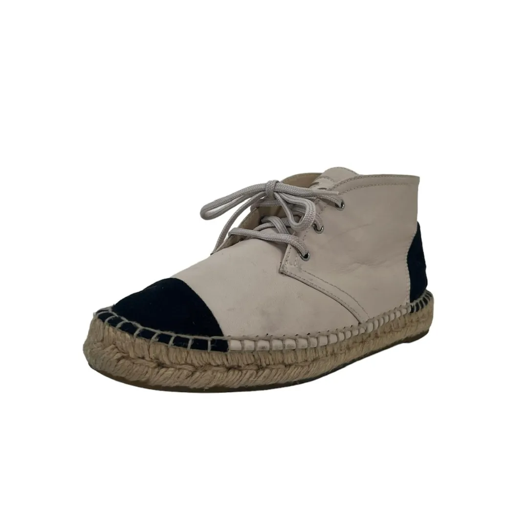 Chanel Interlocking CC Logo Leather Espadrilles (Size 37)