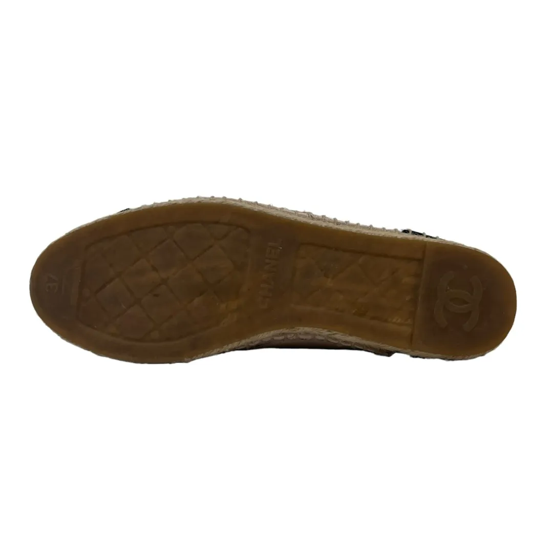 Chanel Interlocking CC Logo Leather Espadrilles (Size 37)