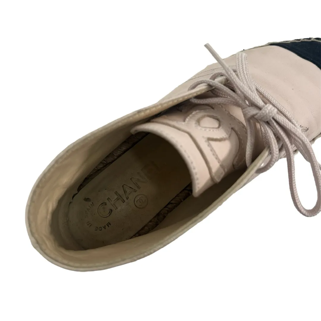 Chanel Interlocking CC Logo Leather Espadrilles (Size 37)