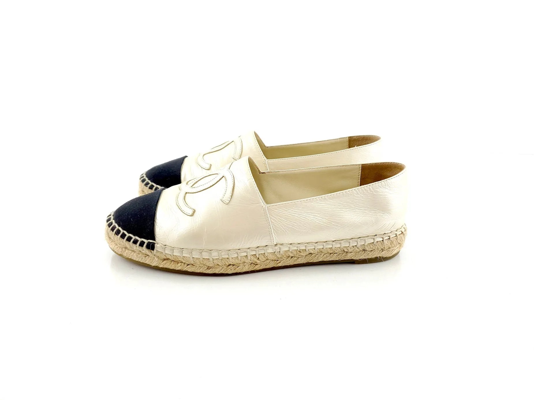 CHANEL Lambskin CC Espadrilles 38
