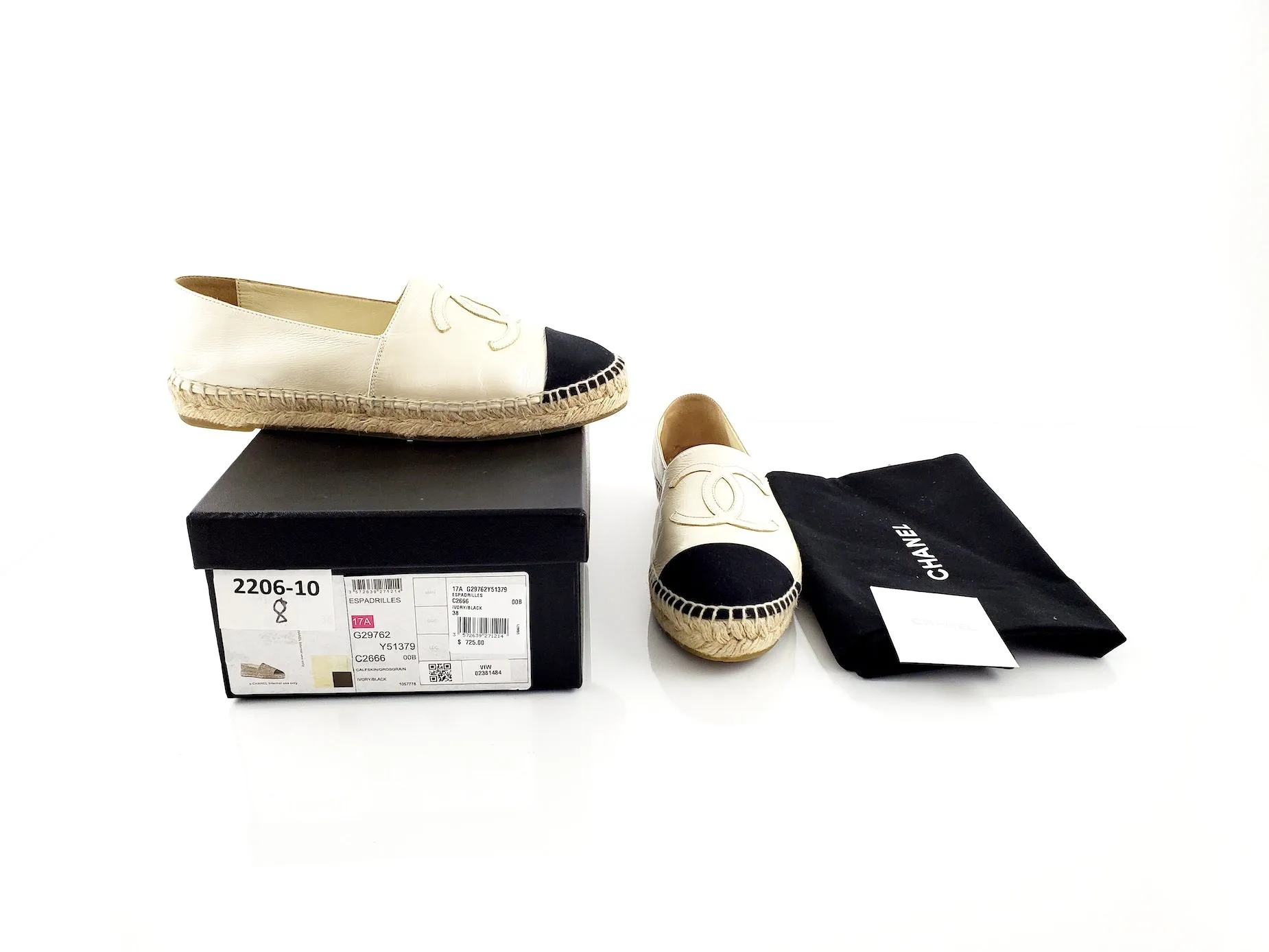 CHANEL Lambskin CC Espadrilles 38