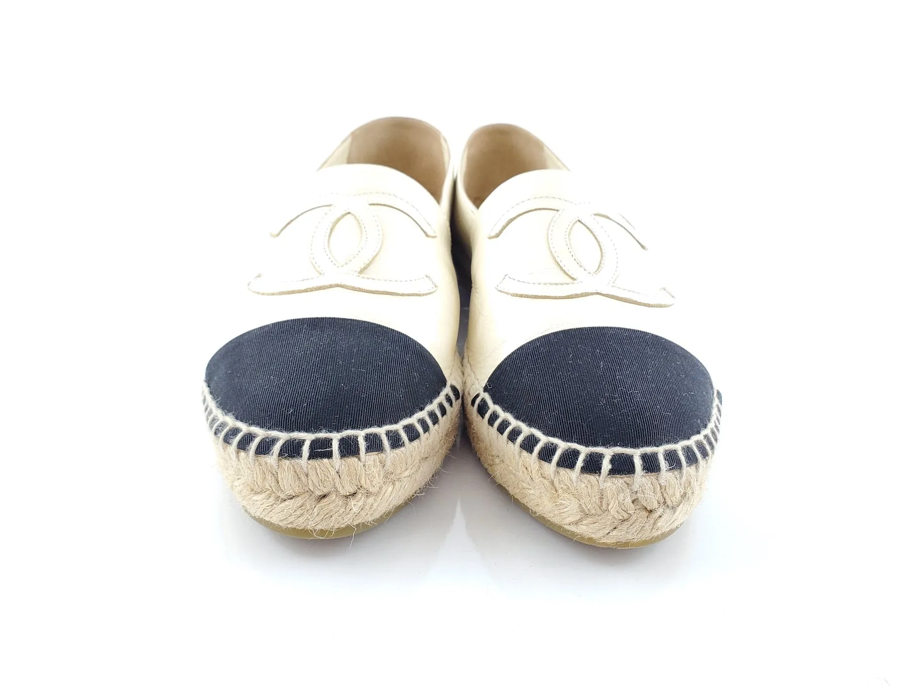 CHANEL Lambskin CC Espadrilles 38