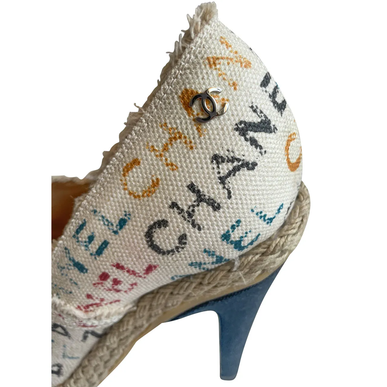 Chanel  Multicoloured Grafitti Toile Canvas Espadrille Heels