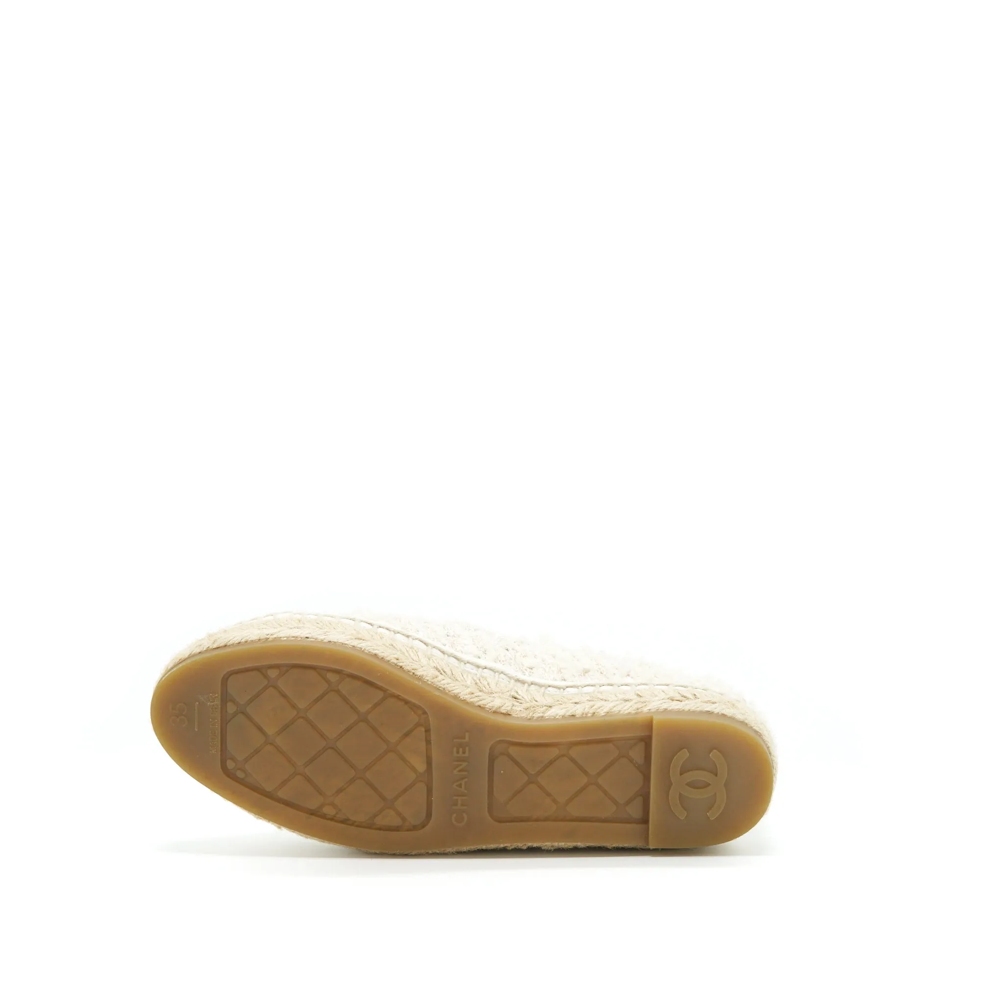 Chanel Size 35 Tweed Espadrilles White