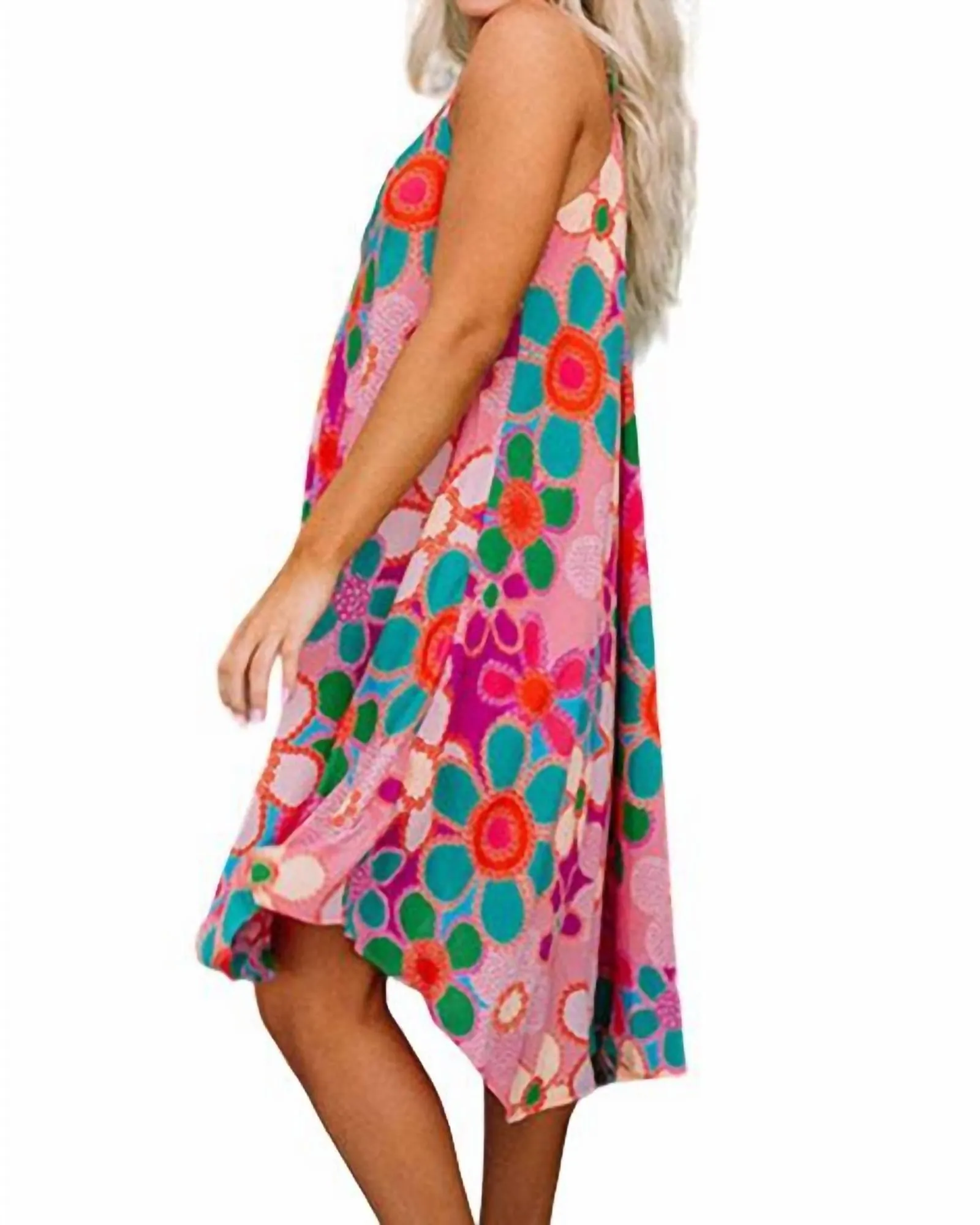 Cheery 70'S Floral Flowy Dress In Pink | Pink