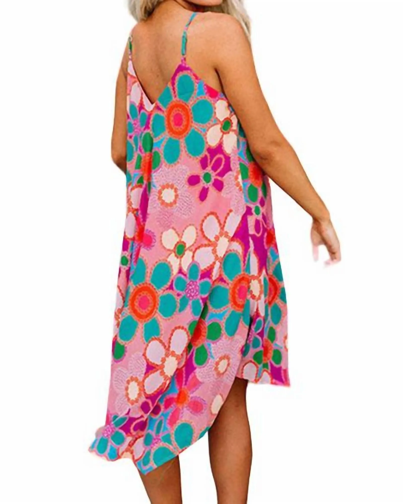Cheery 70'S Floral Flowy Dress In Pink | Pink