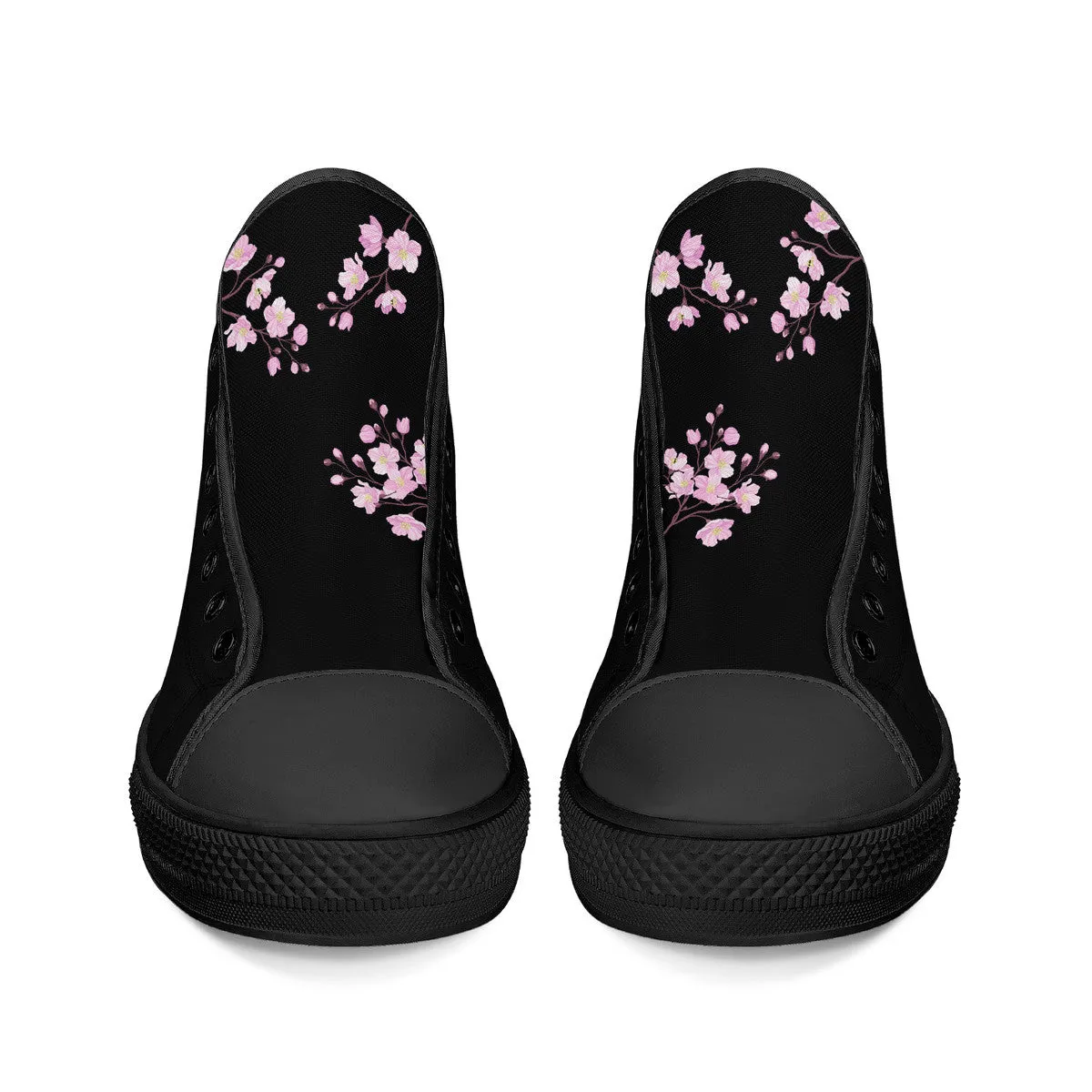 Cherry Blossom High-Top Canvas Shoes  Black