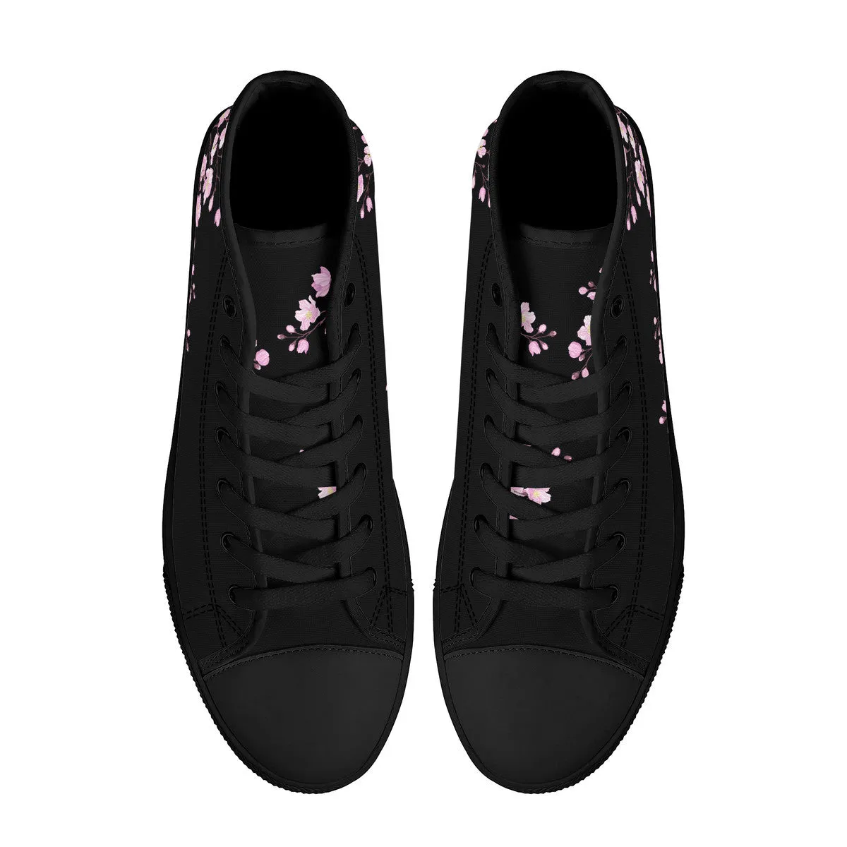 Cherry Blossom High-Top Canvas Shoes  Black