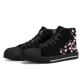Cherry Blossom High-Top Canvas Shoes  Black