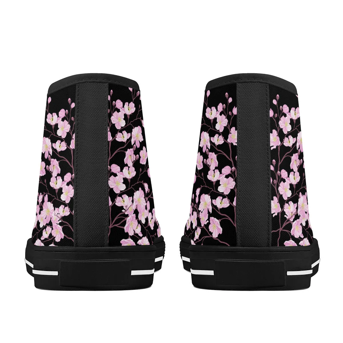 Cherry Blossom High-Top Canvas Shoes  Black