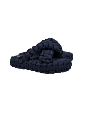 Chloe - Navy Woven Braided "Kamy" Platform Slide Sandals Sz 7