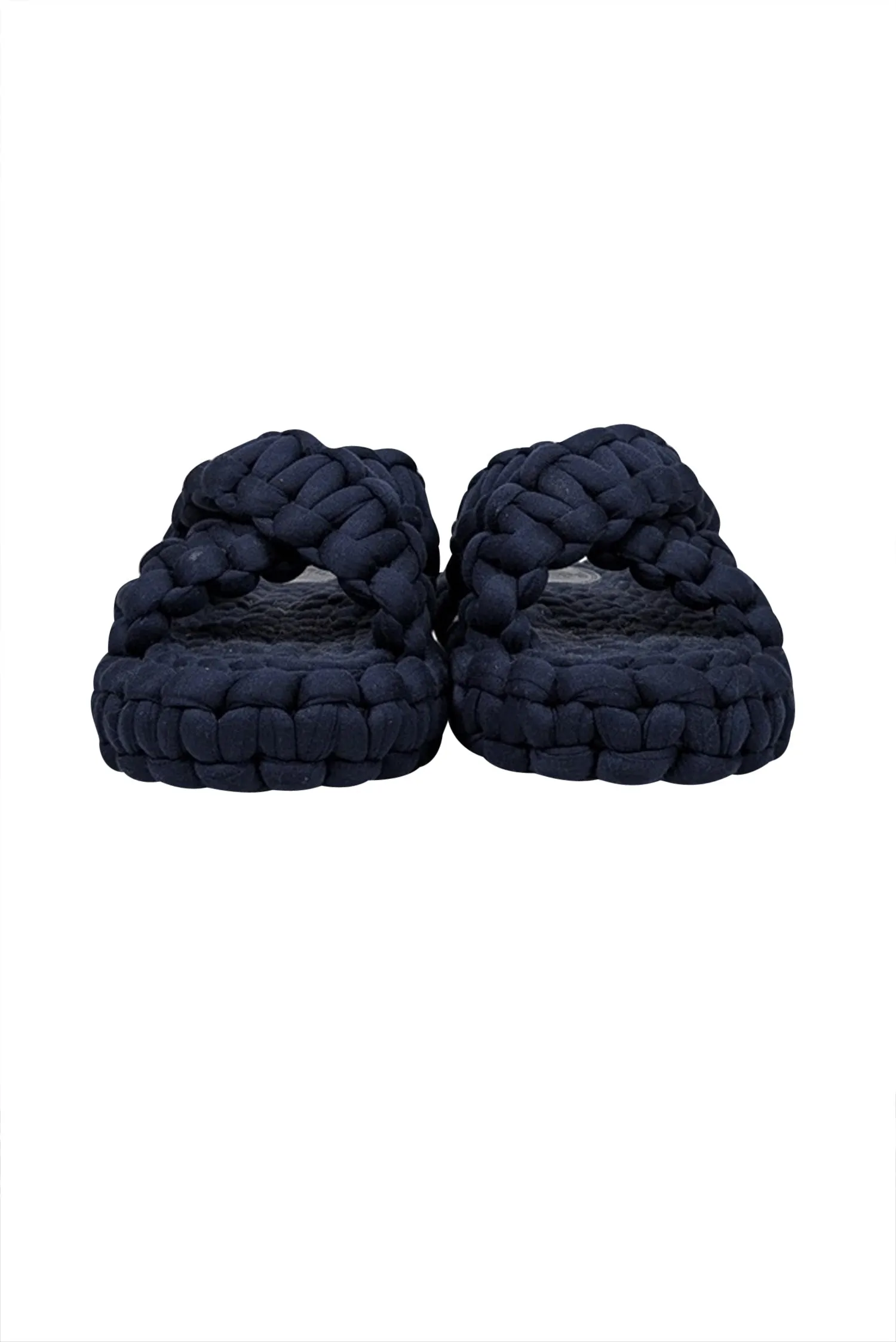 Chloe - Navy Woven Braided "Kamy" Platform Slide Sandals Sz 7
