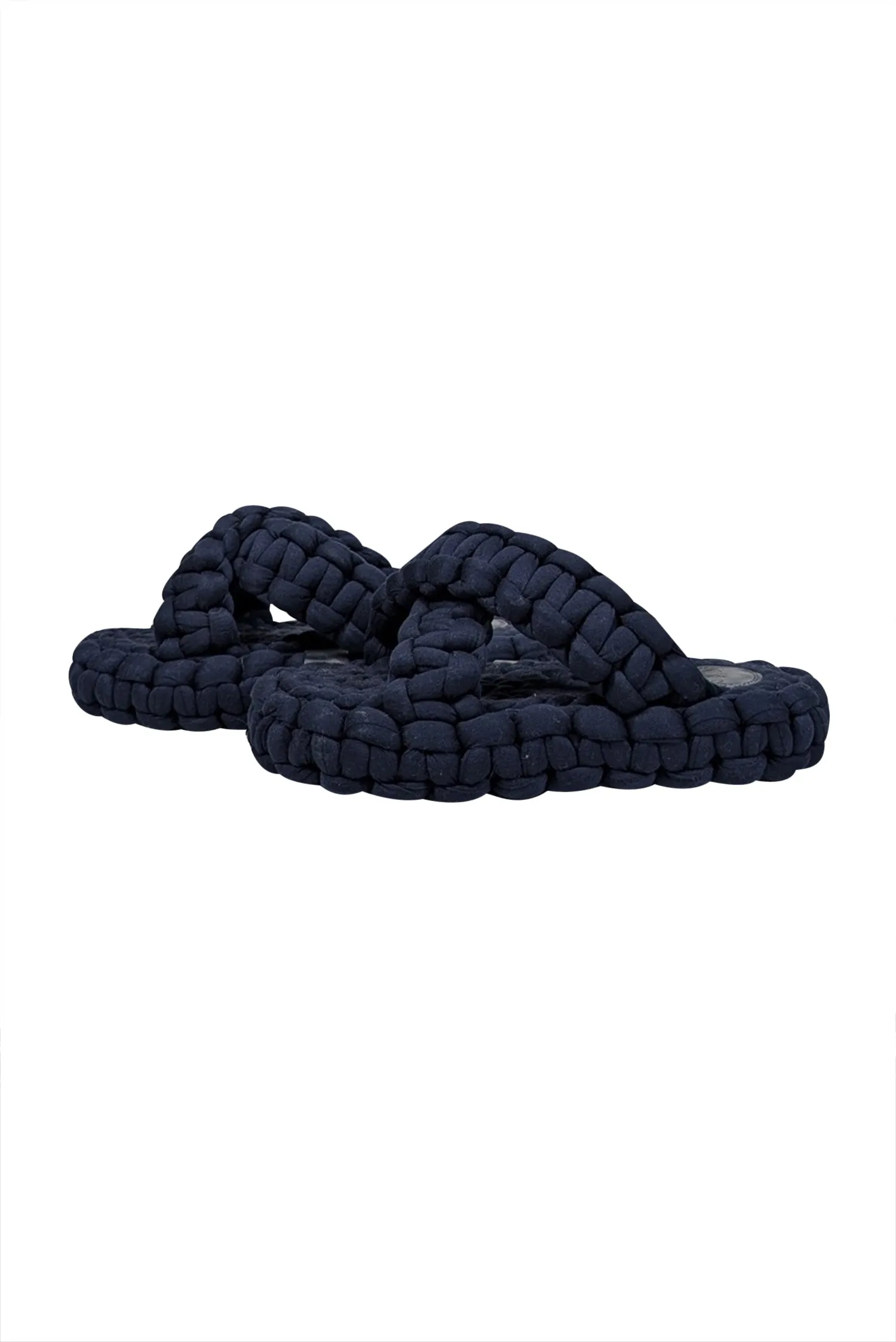 Chloe - Navy Woven Braided "Kamy" Platform Slide Sandals Sz 7