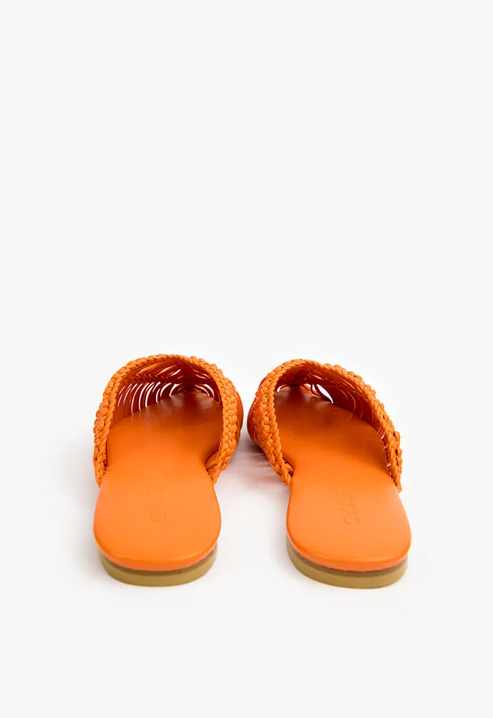 Choice Braided Flat Mules Orange