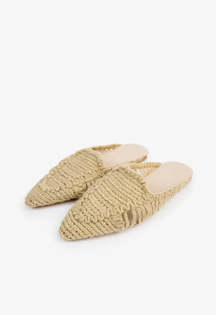 Choice Woven Braided Flat Mules Beige