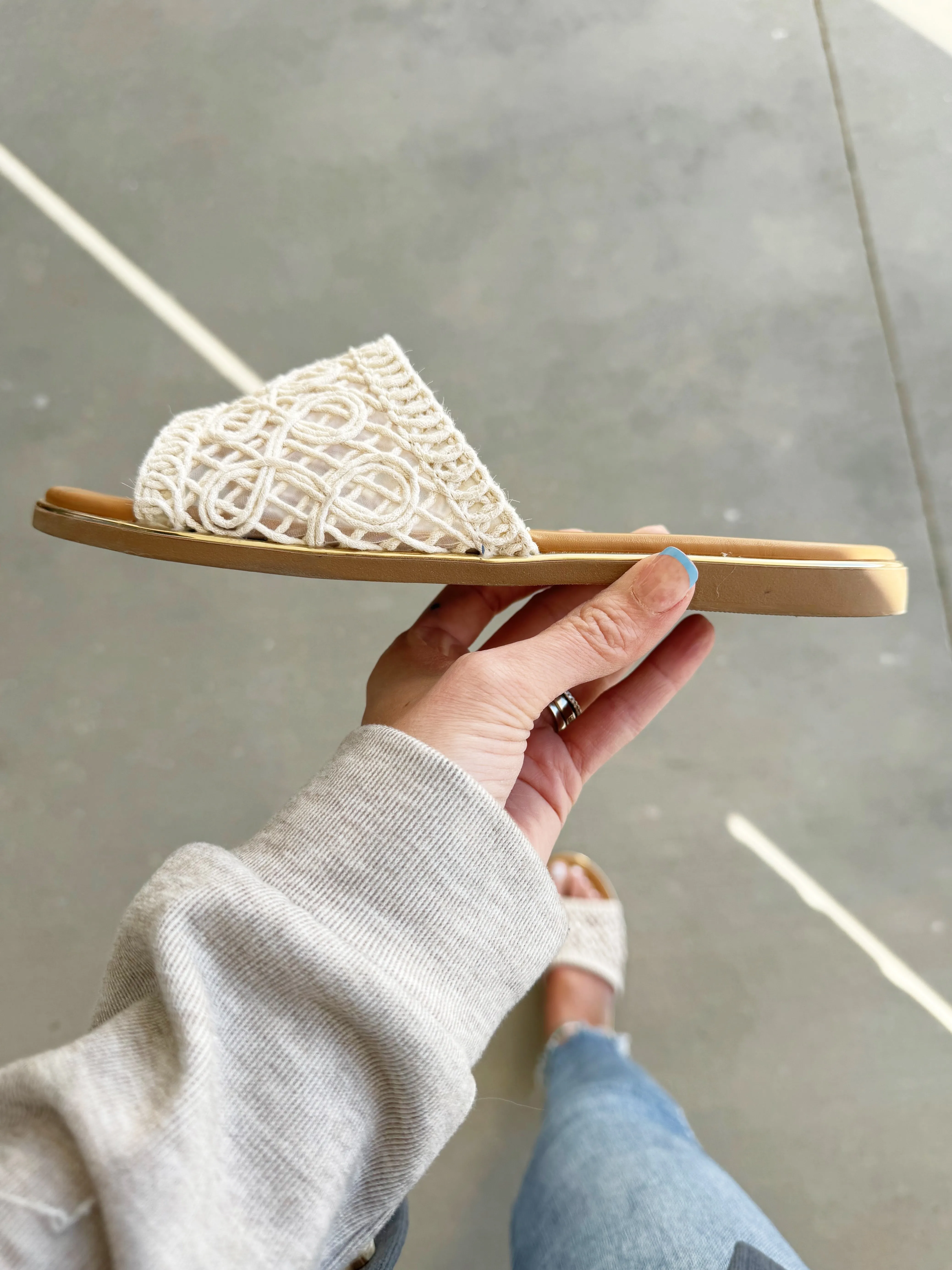 Corky's Hey Beach Sandals in Natural Crochet