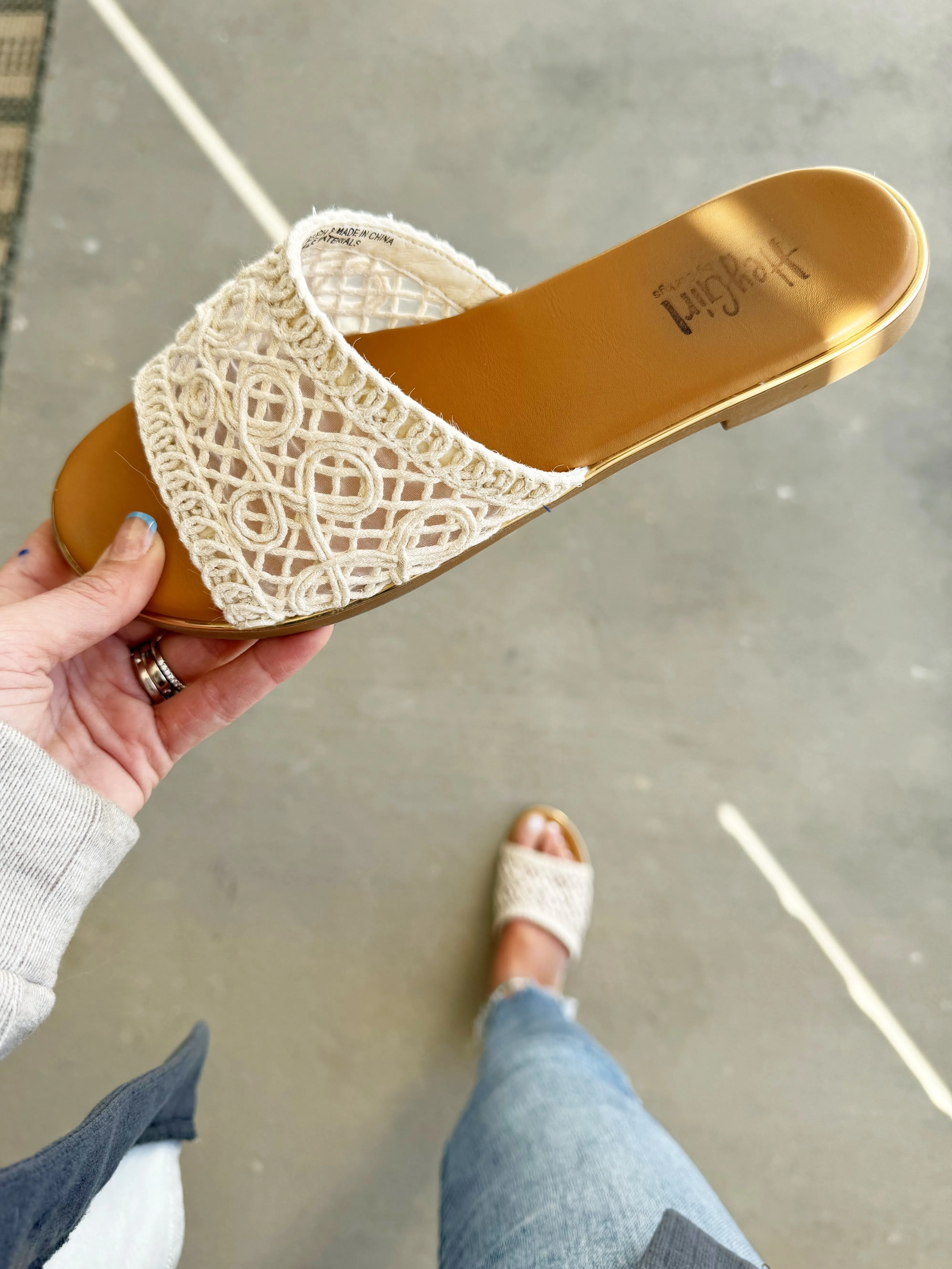Corky's Hey Beach Sandals in Natural Crochet