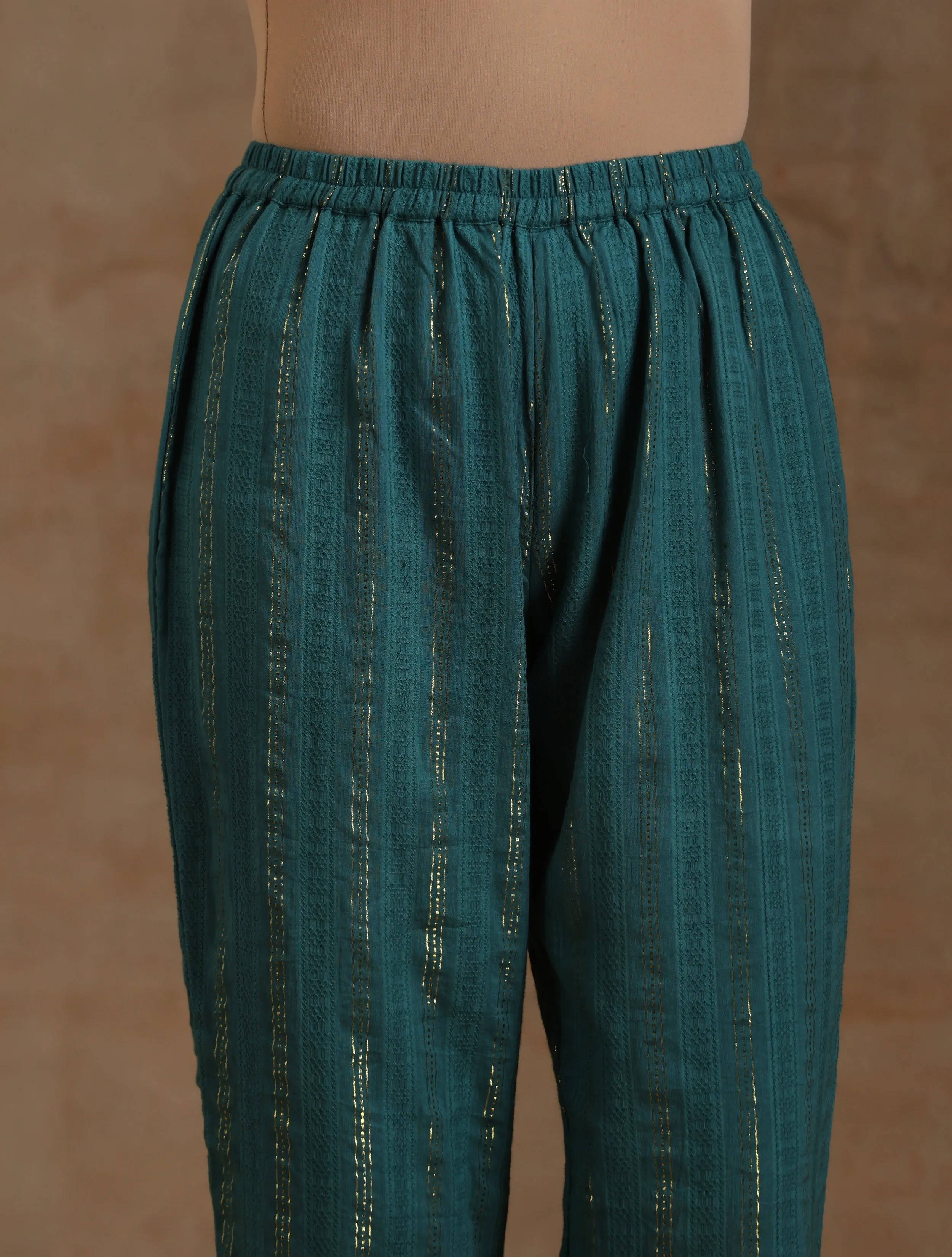 Deep Sea Gold Cotton Relaxed High-Low Kurta Set