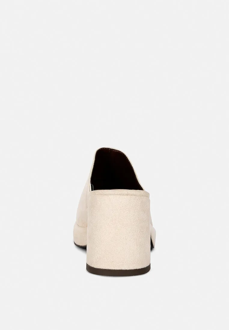 DELAUNAY Beige Suede Heeled Mule Sandals
