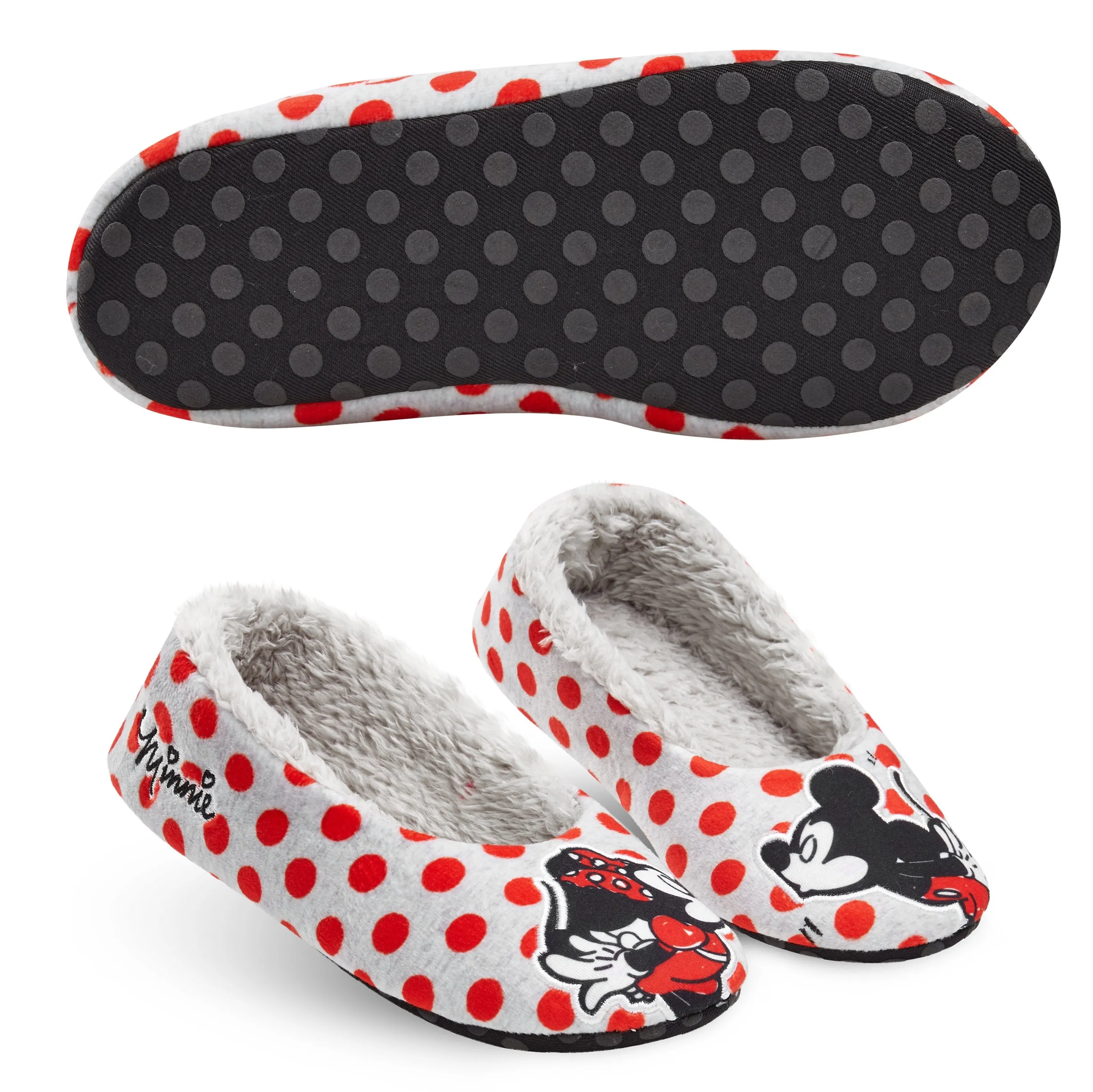 Disney Ladies Slippers, Minnie Mouse Womens Slippers, Anti-Slip Fluffy Slippers