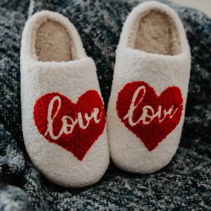 Fluffy Heart Slippers