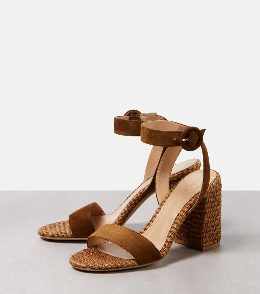 Gianvito Rossi Sue 85 suede-trimmed sandals