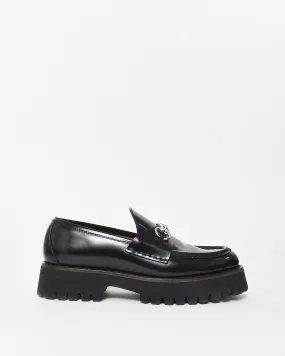 Gucci Black Leather Chunky Lug Sole Horsebit Loafers - 40
