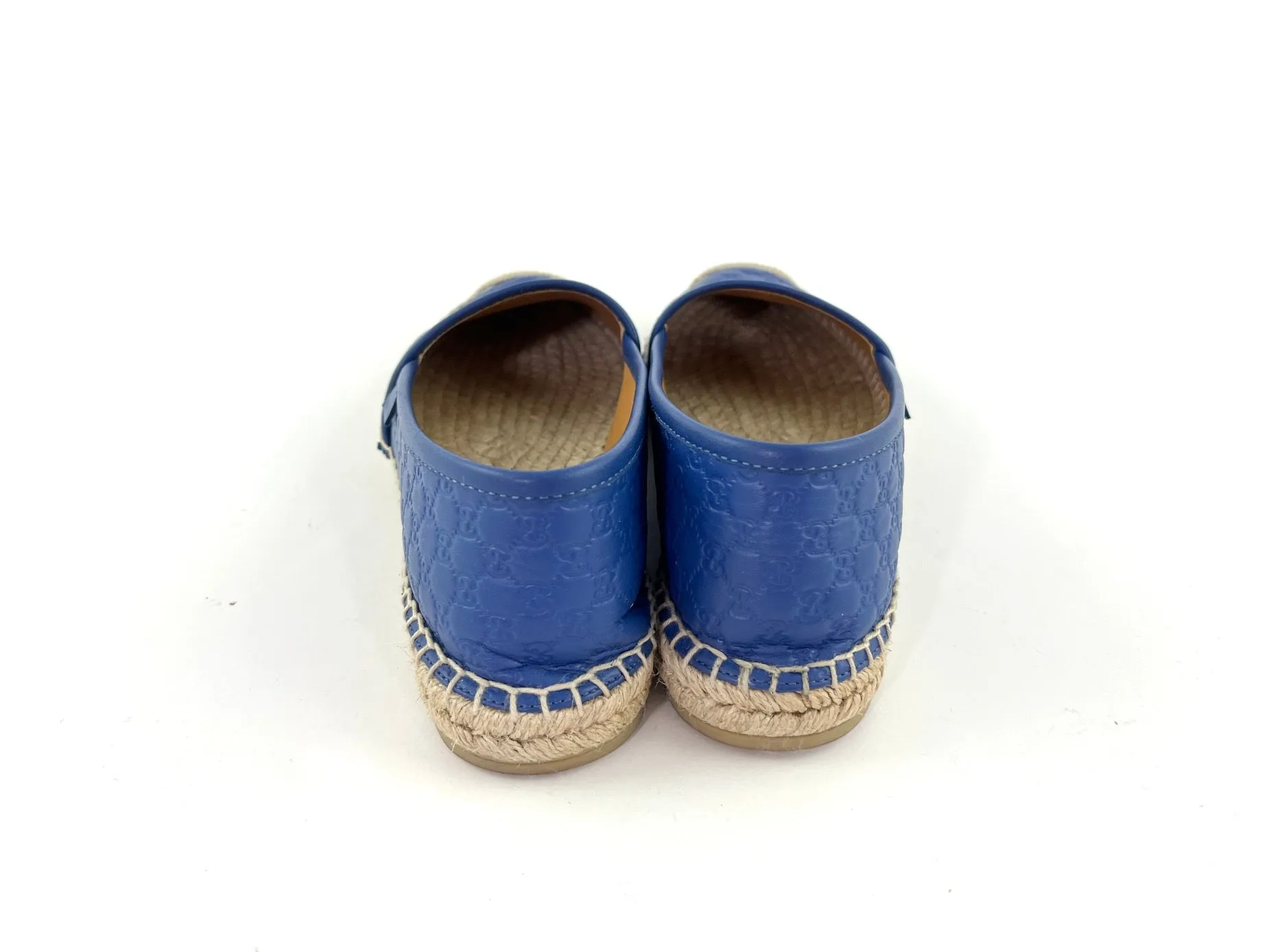 GUCCI Embossed Leather GG Microguccissima Espadrilles 37.5