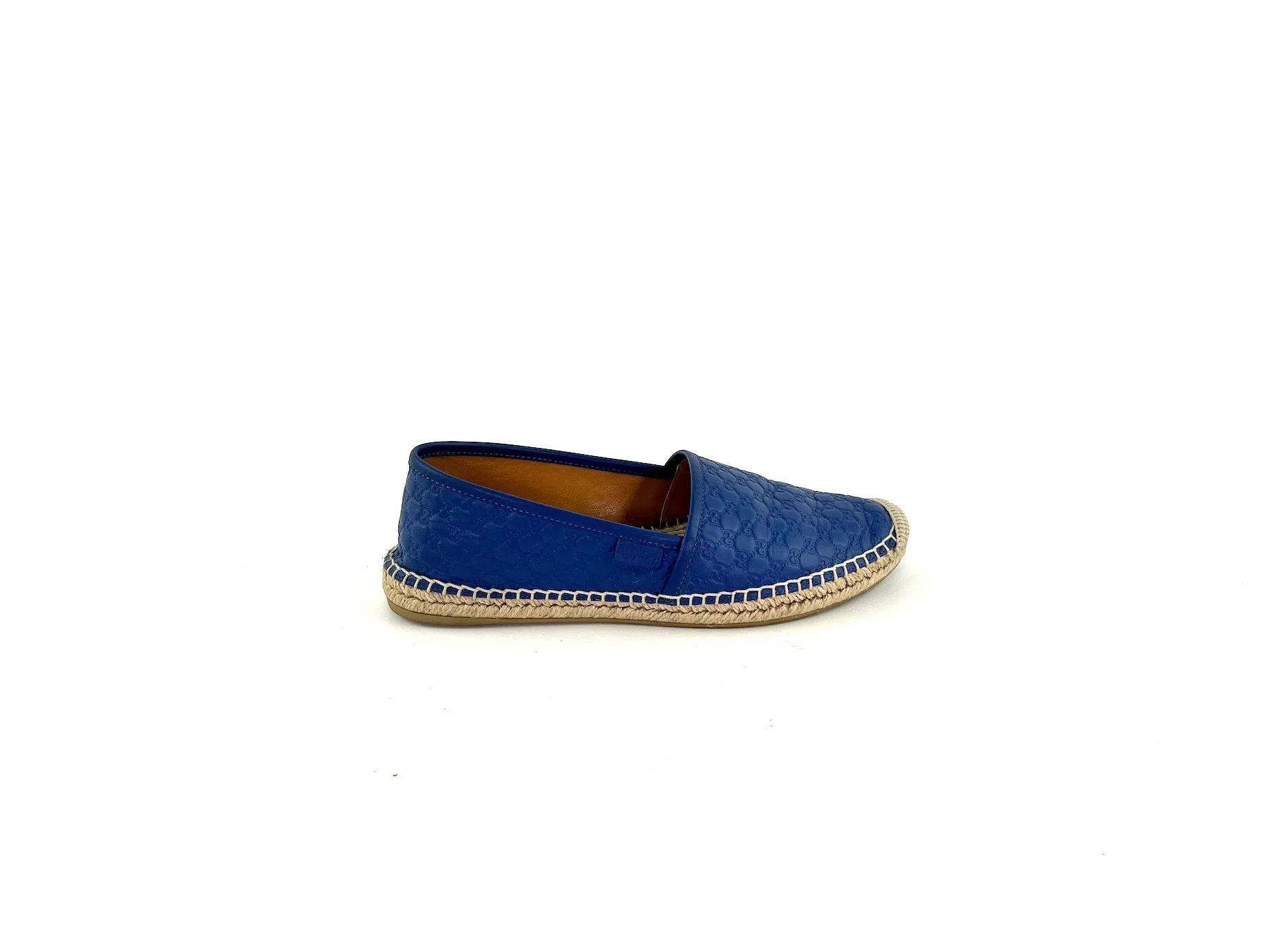 GUCCI Embossed Leather GG Microguccissima Espadrilles 37.5