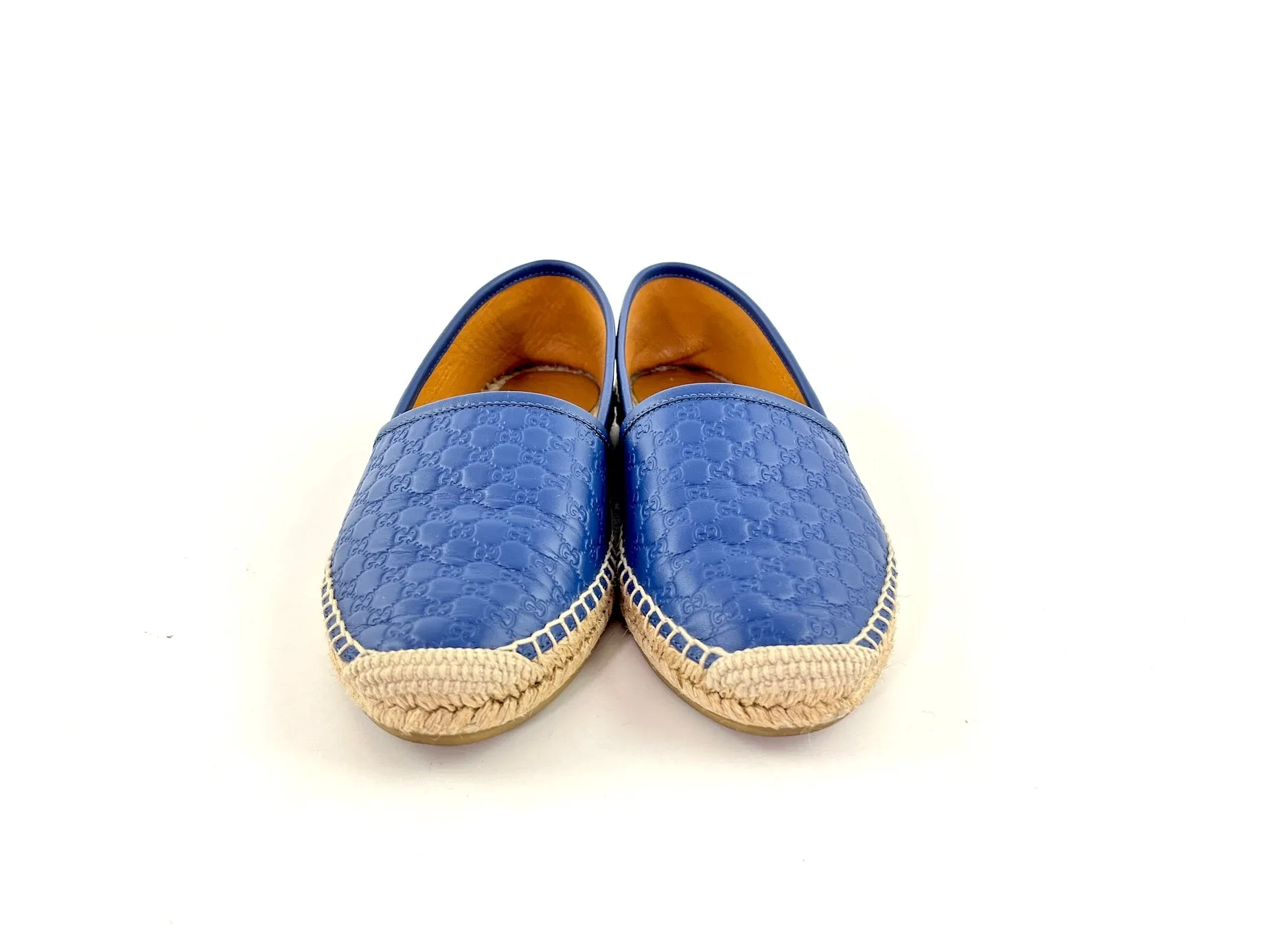 GUCCI Embossed Leather GG Microguccissima Espadrilles 37.5