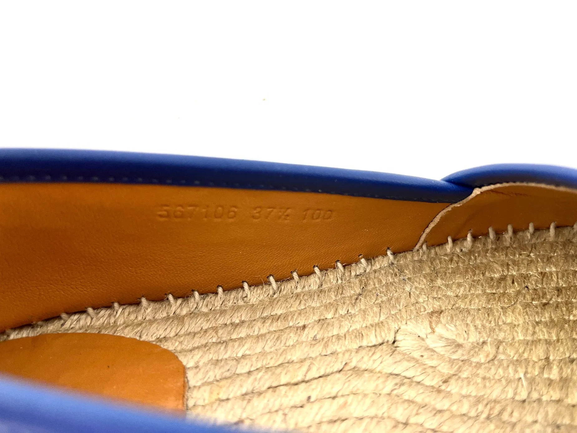 GUCCI Embossed Leather GG Microguccissima Espadrilles 37.5
