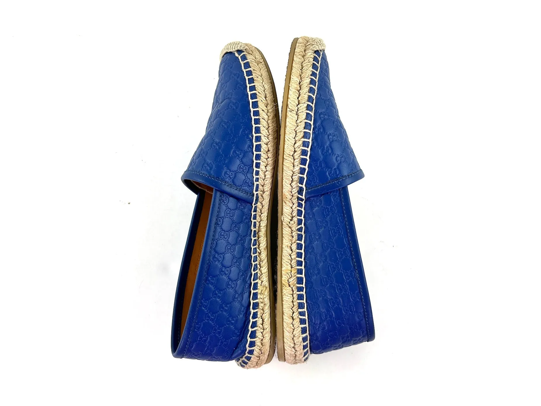 GUCCI Embossed Leather GG Microguccissima Espadrilles 37.5