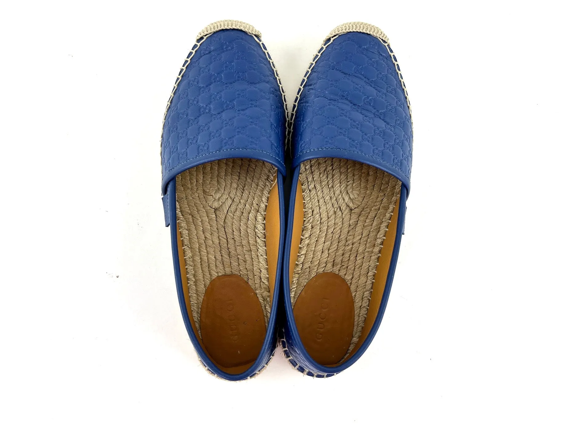 GUCCI Embossed Leather GG Microguccissima Espadrilles 37.5