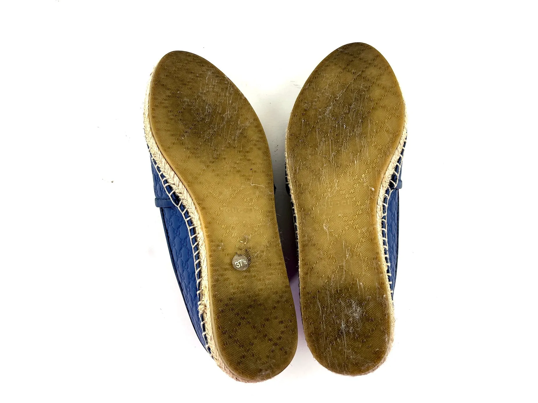 GUCCI Embossed Leather GG Microguccissima Espadrilles 37.5