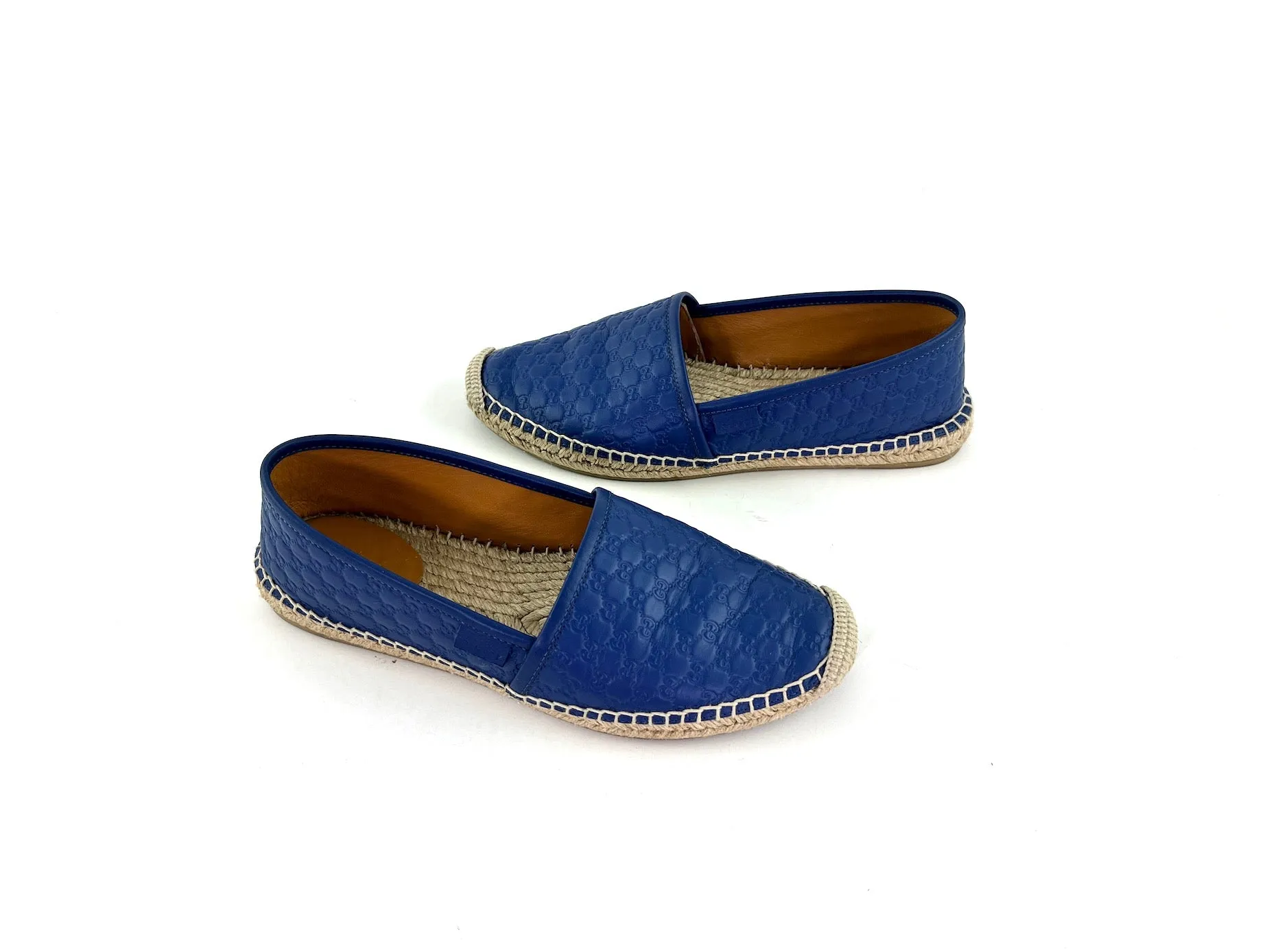 GUCCI Embossed Leather GG Microguccissima Espadrilles 37.5