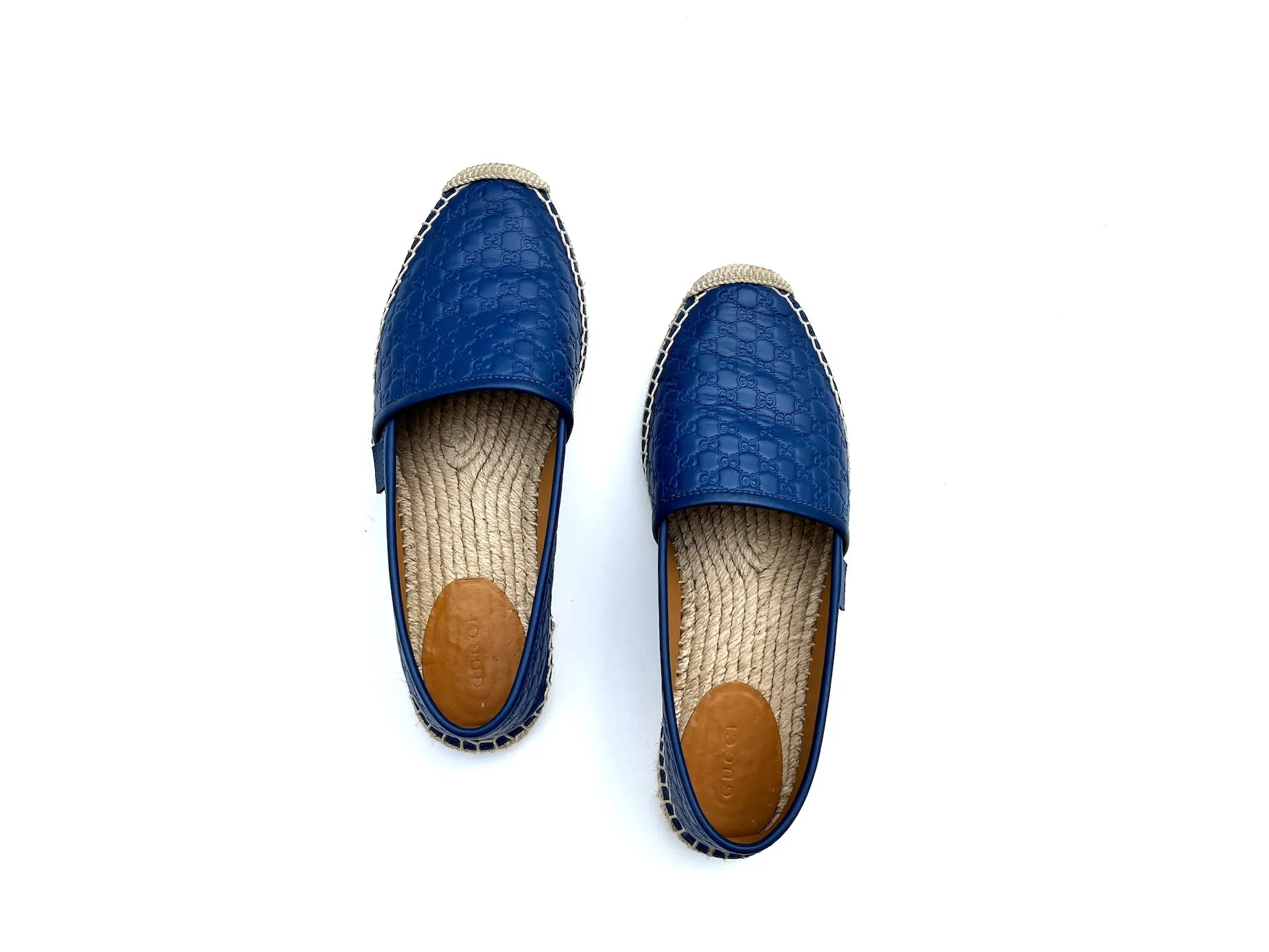 GUCCI Embossed Leather GG Microguccissima Espadrilles 37.5