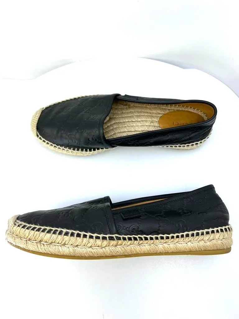 GUCCI GG MONOGRAM PILAR LEATHER ESPADRILLES