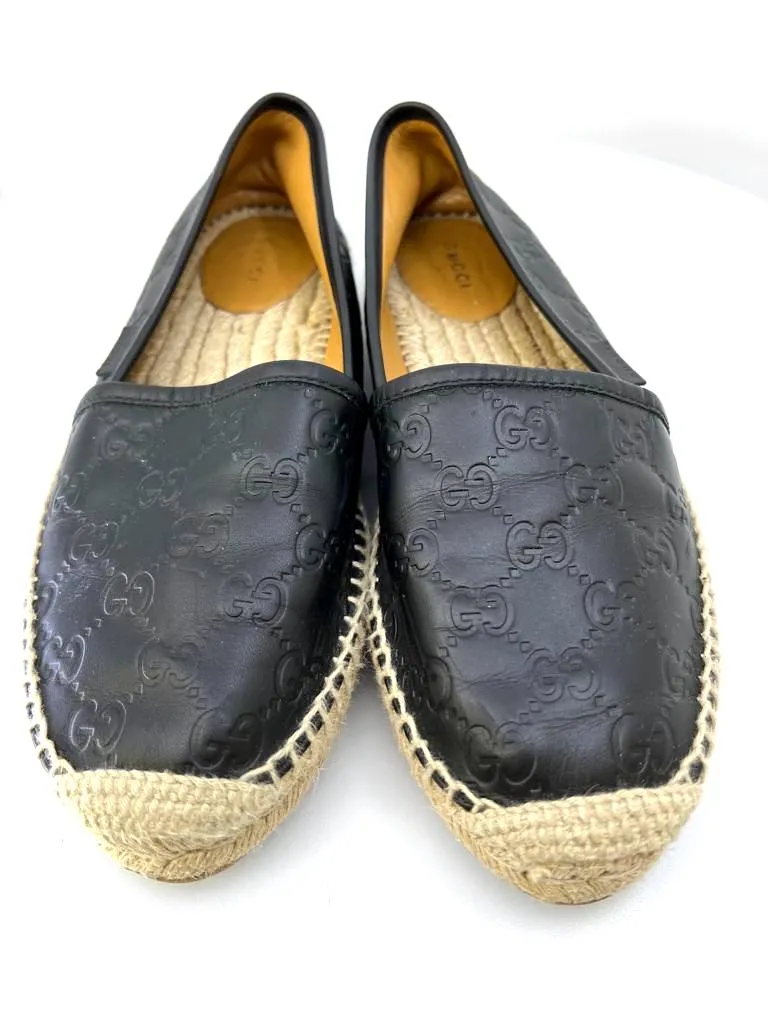 GUCCI GG MONOGRAM PILAR LEATHER ESPADRILLES