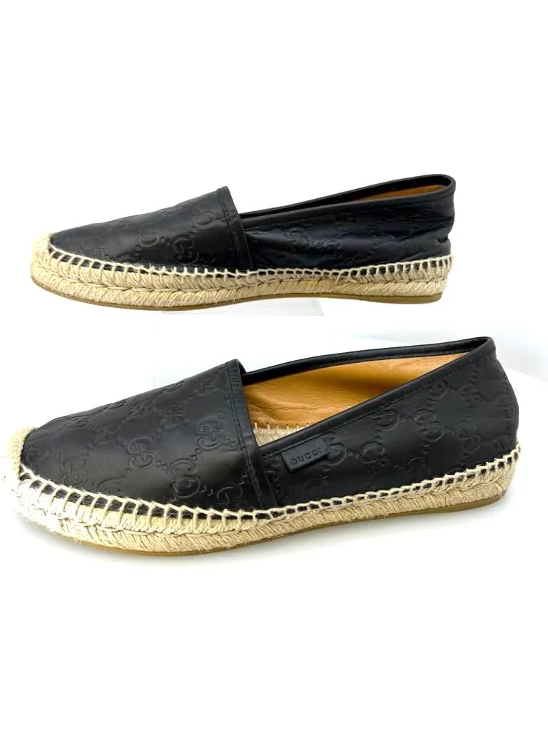 GUCCI GG MONOGRAM PILAR LEATHER ESPADRILLES