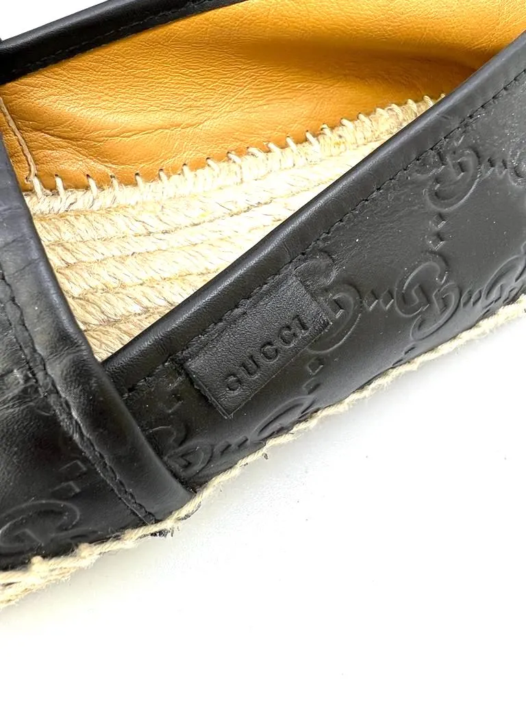 GUCCI GG MONOGRAM PILAR LEATHER ESPADRILLES